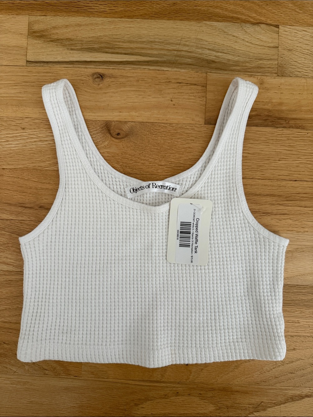 White Ribbed Cropped Tank Top - Unbranded